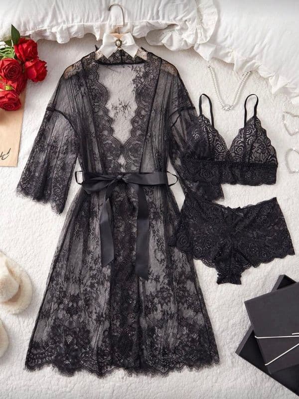 Conjunto encaje negro