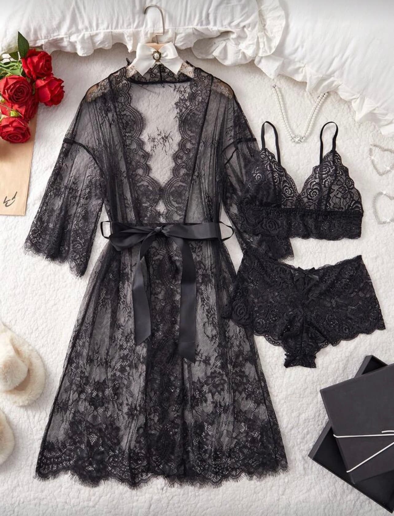 Conjunto encaje negro